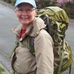 Jackie hiking with pack in Spring 2016